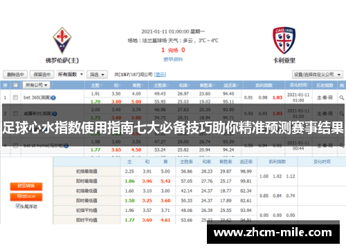足球心水指数使用指南七大必备技巧助你精准预测赛事结果
